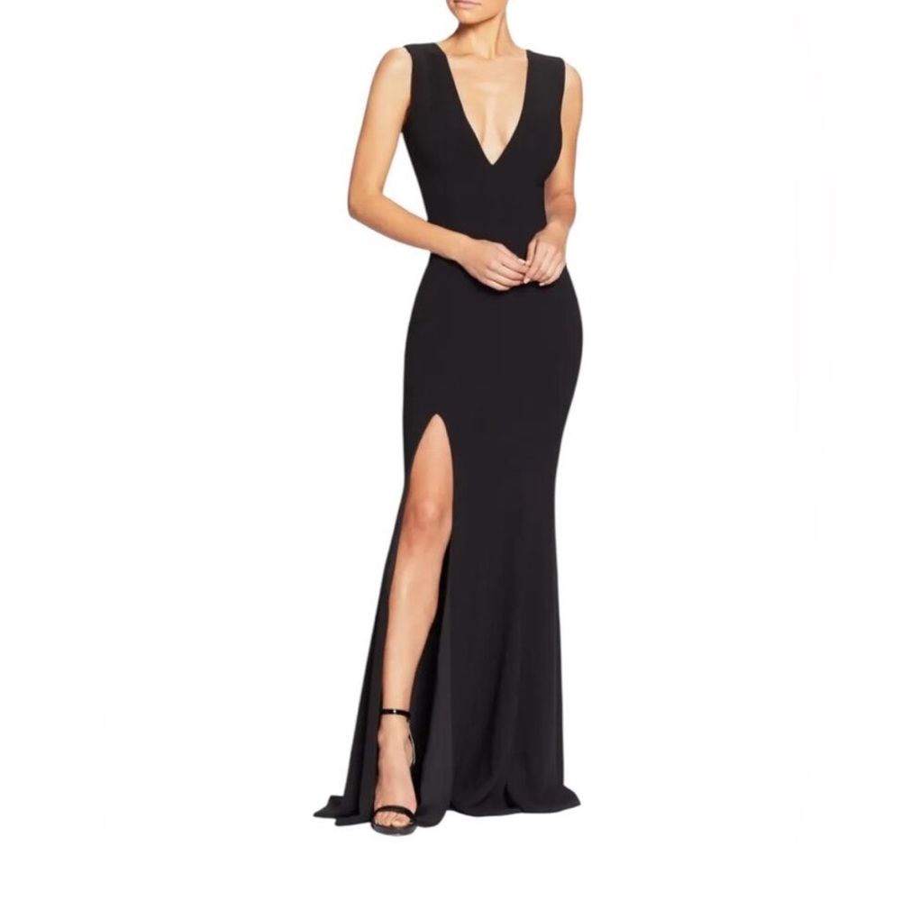 Dress the Population dress Sandra Plunge Crepe Trumpet Gown black size XXL